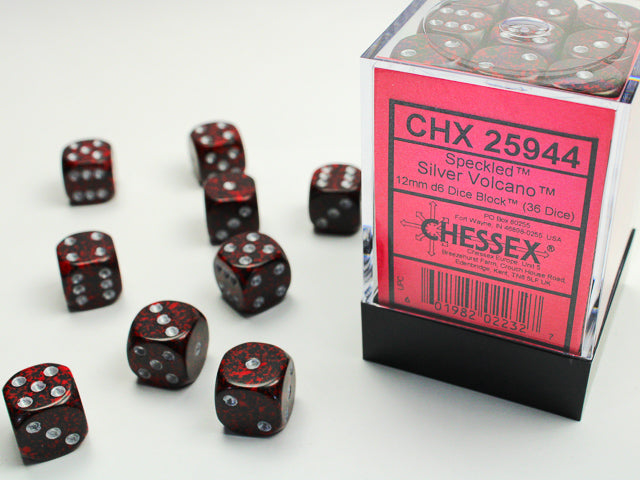 Chessex: Speckled Silver Volcano 12mm d6 Dice Block (36 dice)
