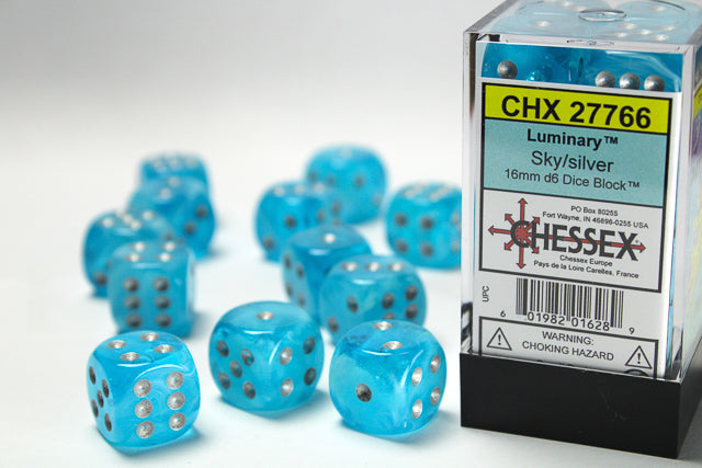 Chessex: Luminary Sky/silver 16mm d6 Dice Block