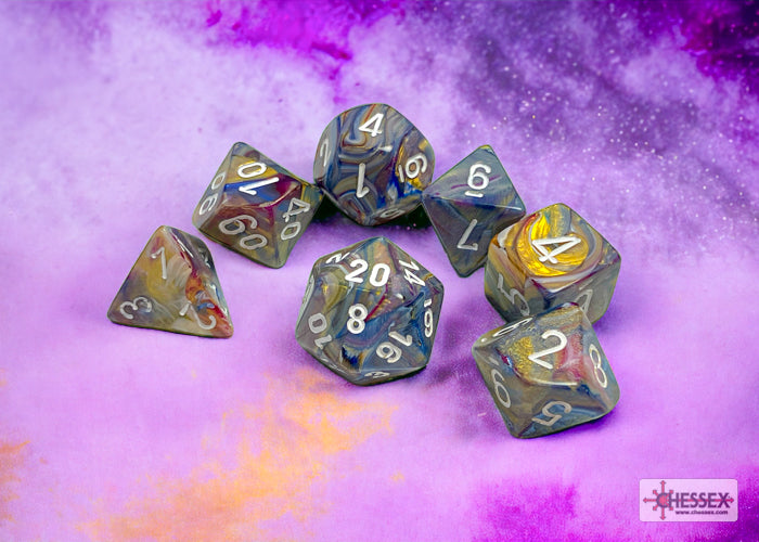Festive Carousel/white Polyhedral 7-Dice Set