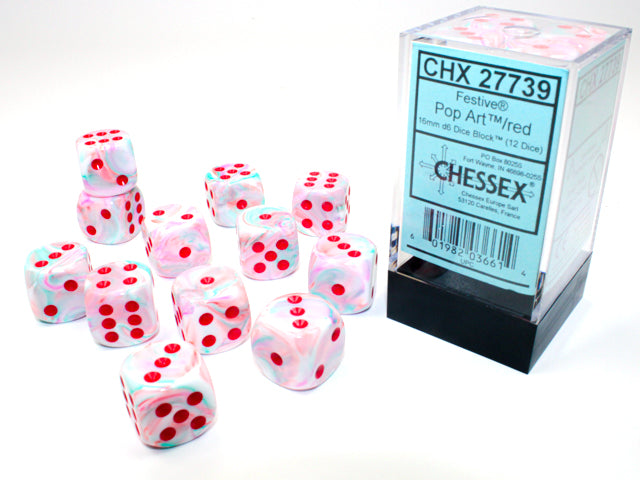Chessex: Festive Pop Art/red 16mm d6 Dice Block