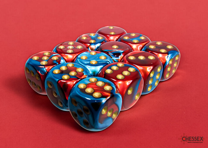 Chessex: Gemini Red-Teal/gold 16mm d6 Dice Block