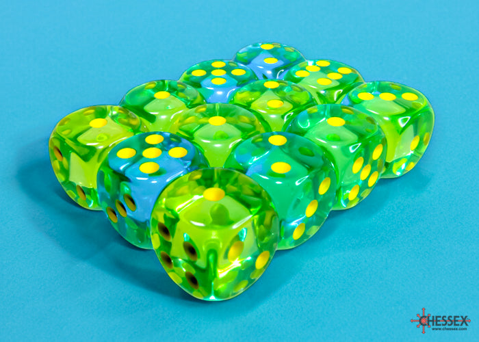 Chessex: Gemini Translucent Green-Teal/yellow 16mm d6 Dice Block