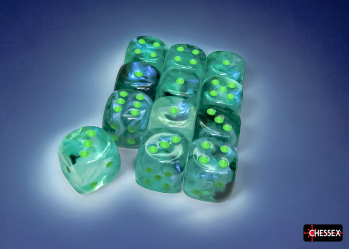 Chessex: Borealis Kelp/light green Luminary 16mm d6 Dice Block