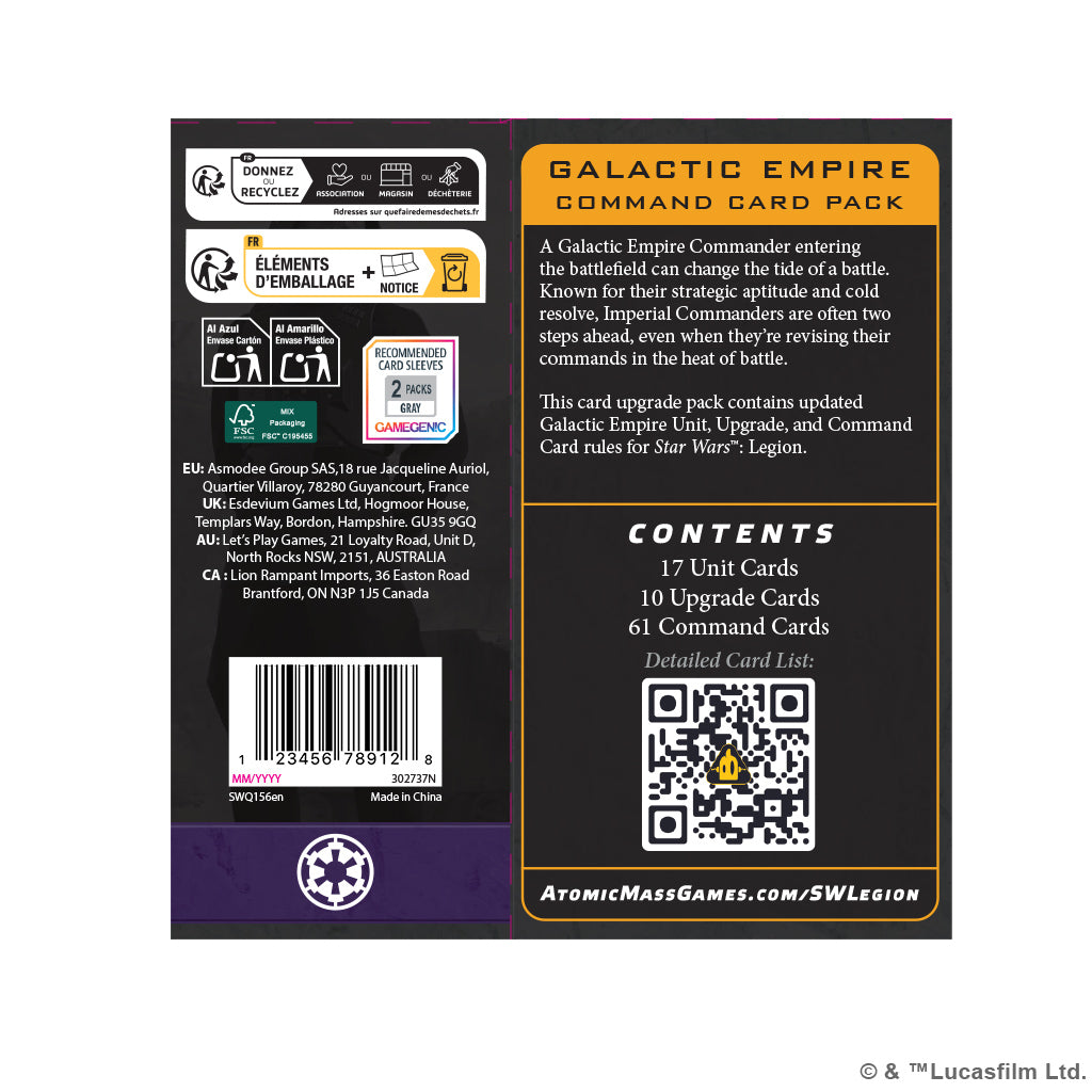 Star Wars: Legion - Galactic Empire Command Card Pack