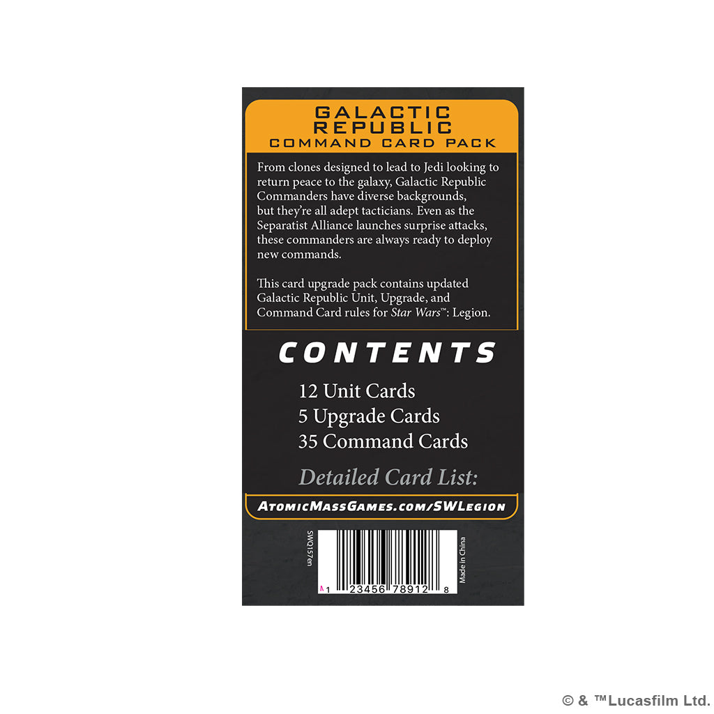 Star Wars: Legion - Galactic Republic Command Card Pack