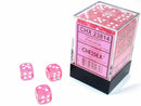 Chessex: Translucent Pink/white 12mm d6 Dice Block (36 dice)