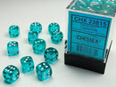 Chessex: Translucent Teal/white 12mm d6 Dice Block (36 dice)