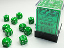Chessex: Opaque Green/white 12mm d6 Dice Block (36 dice)