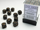 Chessex: Opaque Black/gold 12mm d6 Dice Block (36 dice)