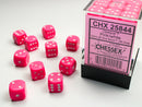 Chessex: Opaque Pink/white 12mm d6 Dice Block (36 dice)
