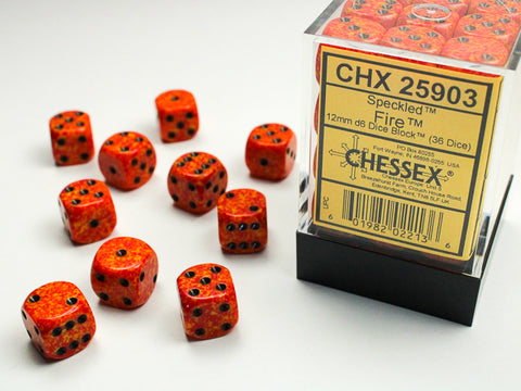 Chessex: Speckled Fire 12mm d6 Dice Block (36 dice)