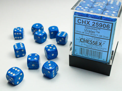 Chessex: Speckled Water 12mm d6 Dice Block (36 dice)