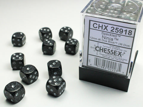 Chessex: Speckled Ninja 12mm d6 Dice Block (36 dice)