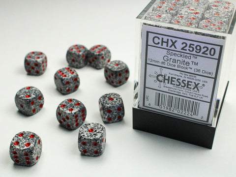 Chessex: Speckled Granite 12mm d6 Dice Block (36 dice)