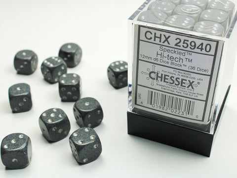 Chessex: Speckled Hi-Tech 12mm d6 Dice Block (36 dice)