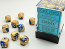 Chessex: Gemini Blue-Gold/white 12mm d6 Dice Block (36 dice)