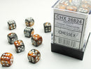 Chessex: Gemini Copper-Steel/white 12mm d6 Dice Block (36 dice)