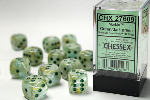 Chessex: Marble Green/dark green 16mm d6 Dice Block
