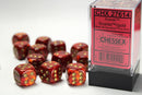 Chessex: Scarab Scarlet/gold 16mm d6 Dice Block