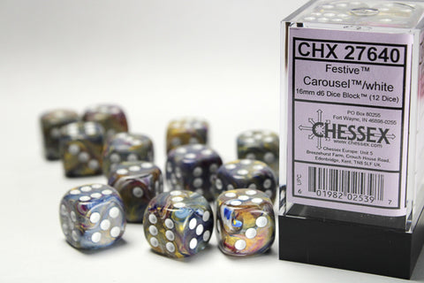 Chessex: Festive Carousel/white 16mm d6 Dice Block
