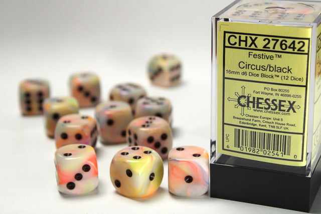 Chessex: Festive Circus/black 16mm d6 Dice Block