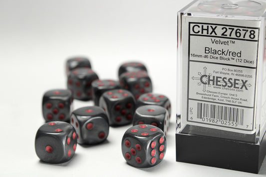 Chessex: Velvet Black/red 16mm d6 Dice Block