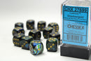 Chessex: Lustrous Shadow/gold 16mm d6 Dice Block