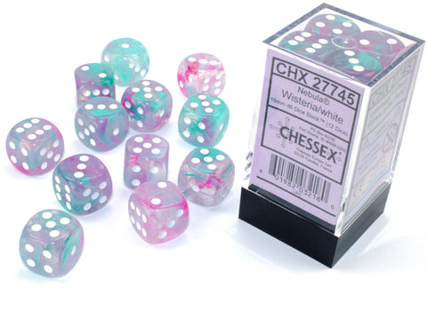 Chessex: Nebula Wisteria/white Luminary 16mm d6 Dice Block