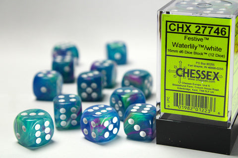 Chessex: Festive Waterlily/white 16mm d6 Dice Block