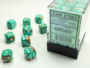 Chessex: Marble Oxi-Copper/white 12mm d6 Dice Block (36 dice)