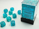 Chessex: Cirrus Aqua/silver 12mm d6 Dice Block (36 dice)