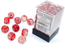 Chessex: Nebula Red/silver Luminary 12mm d6 Dice Block (36 dice)