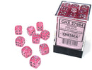 Chessex: Borealis Pink/silver Luminary 12mm d6 Dice Block (36 dice)