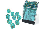 Chessex: Borealis Teal/gold Luminary 12mm d6 Dice Block (36 dice)