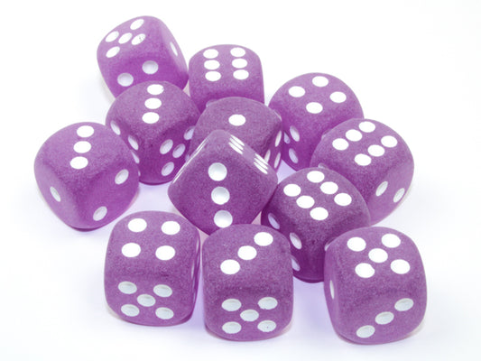 Chessex: Frosted 16mm d6 Purple/white Dice Block