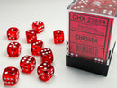 Chessex: Translucent Red/white 12mm d6 Dice Block (36 dice)