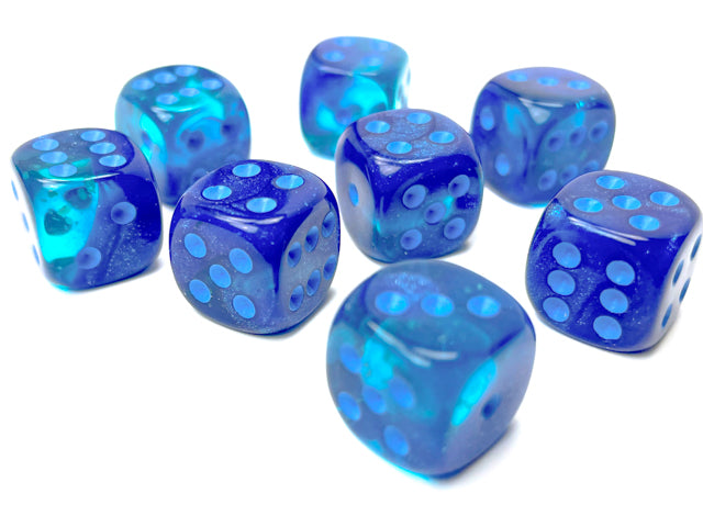 Chessex: Gemini Blue-Blue/light blue Luminary 12mm d6 Dice Block (36 dice)