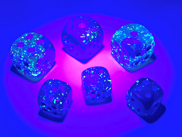 Chessex: Gemini Blue-Blue/light blue Luminary 12mm d6 Dice Block (36 dice)
