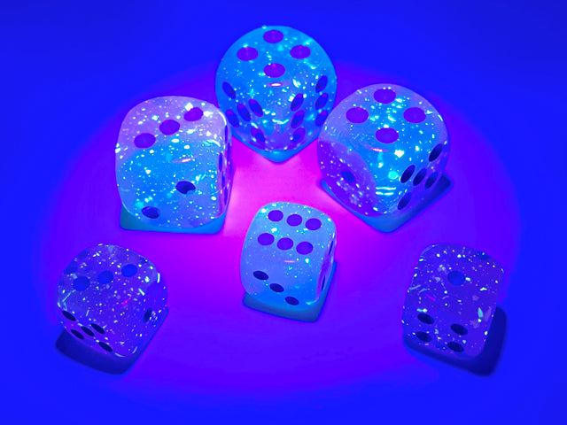 Chessex: Gemini Gel Green-Pink/blue Luminary 12mm d6 Dice Block (36 dice)