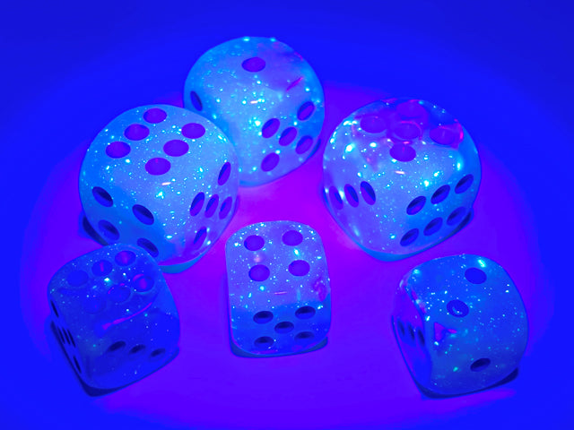 Chessex: Gemini Pearl Turquoise-White/blue Luminary 12mm d6 Dice Block (36 dice)