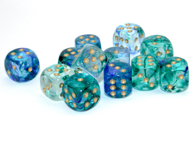 Chessex: Nebula Oceanic/gold Luminary 16mm d6 Dice Block