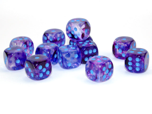 Chessex: Nebula Nocturnal/blue Luminary 16mm d6 Dice Block