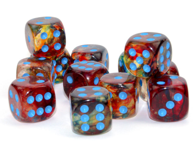 Chessex: Nebula Primary/blue Luminary 16mm d6 Dice Block