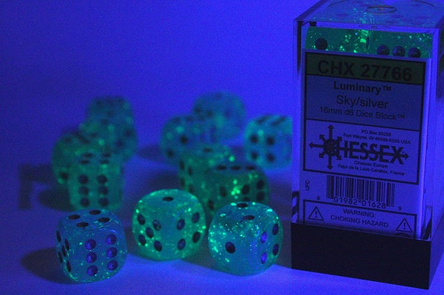 Chessex: Luminary Sky/silver 16mm d6 Dice Block