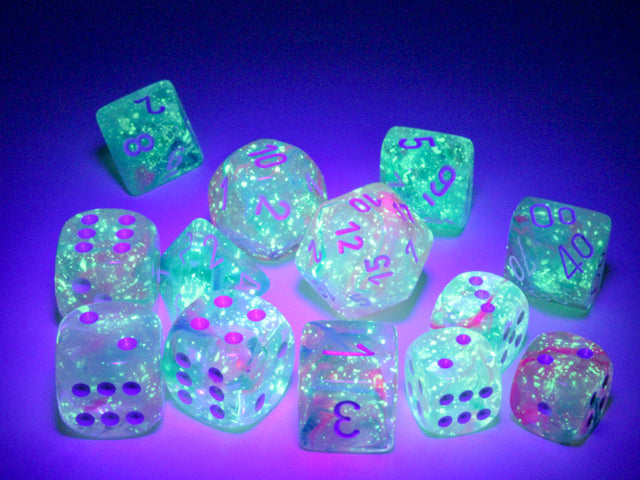 Chessex: Nebula Wisteria/white Luminary 12mm d6 Dice Block (36 dice)