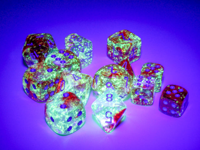 Chessex: Nebula Red/silver Luminary 12mm d6 Dice Block (36 dice)
