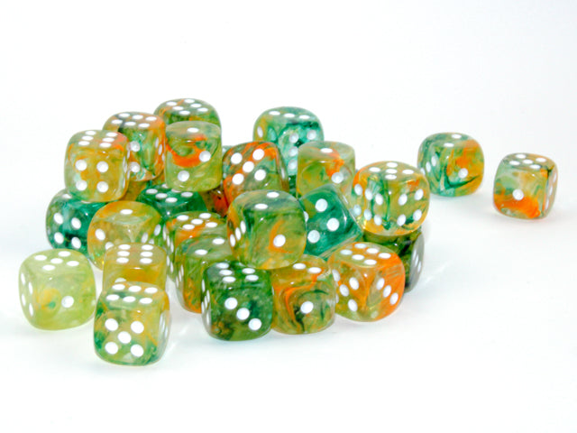 Chessex: Nebula Spring/white Luminary 12mm d6 Dice Block (36 dice)