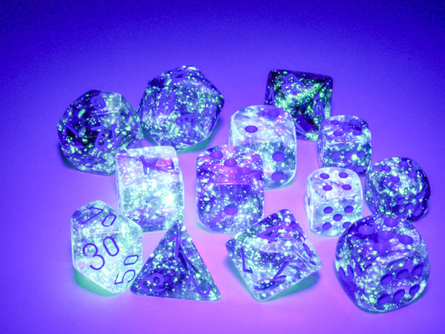 Chessex: Nebula Nocturnal/blue Luminary 12mm d6 Dice Block (36 dice)