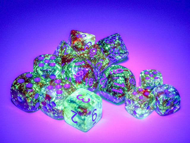 Chessex: Nebula Primary/blue Luminary 12mm d6 Dice Block (36 dice)