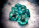 Chessex: Translucent Teal/white Polyhedral 7-Dice Set
